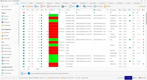 Machine list and infrastructure visibility